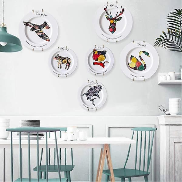 Rustfrie stålplatehengere for vegger Dekorative platekroker Fatdisplayholder med 10 stk Wal