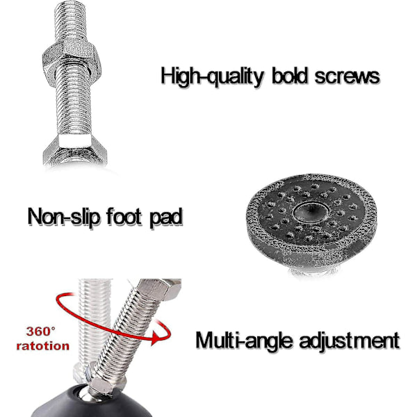 8 X M8 X 40 mm Justerfötter, M8 Justerskruvar För Möbelben, Kan Hålla 400 kg, Justerbara Fötter, Justerskruvar, Max Tilt 15 (8st - M8 X 40mm