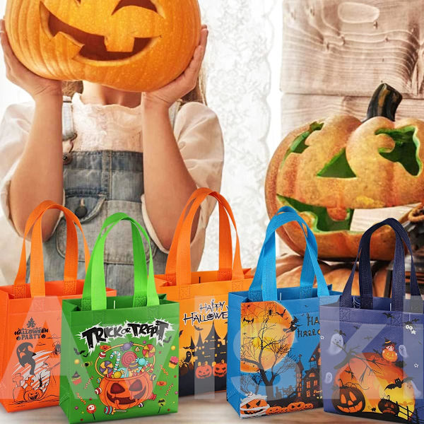 16 ST Halloween Trick or Treat-påsar - multifunktionell non-woven present