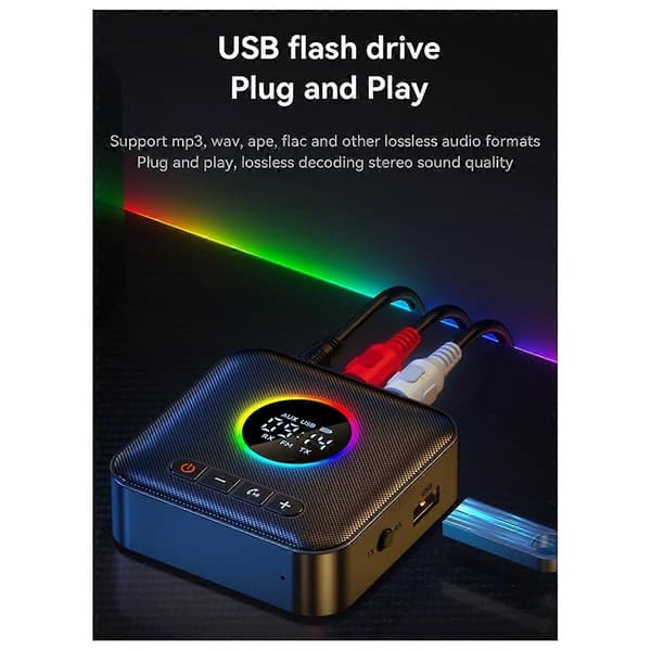 Ny 5.4 Bluetooth-adapter lydmottaker FM-frekvensmodulasjonssender tapsfri U-disk en til to