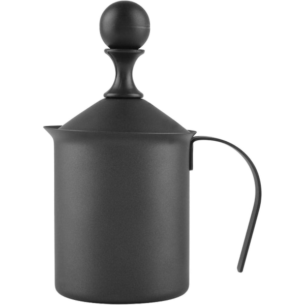 Manuell Melkeskummer, rustfritt stål, manuell dobbel netting melkeskummer, skummaskin, kaffe, cappuccino, dekorasjonsverktøy 400ml