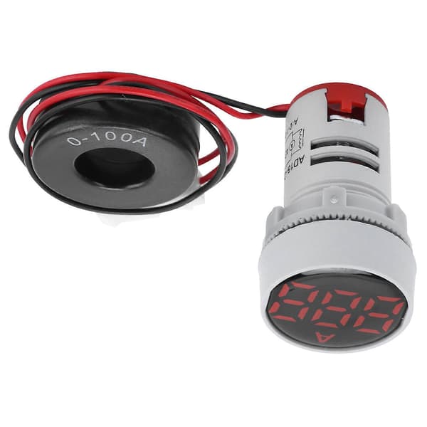 Digital strømmåler krystalpanel Amperemeter rund signalindikator AC 220V AD16?22DSARød
