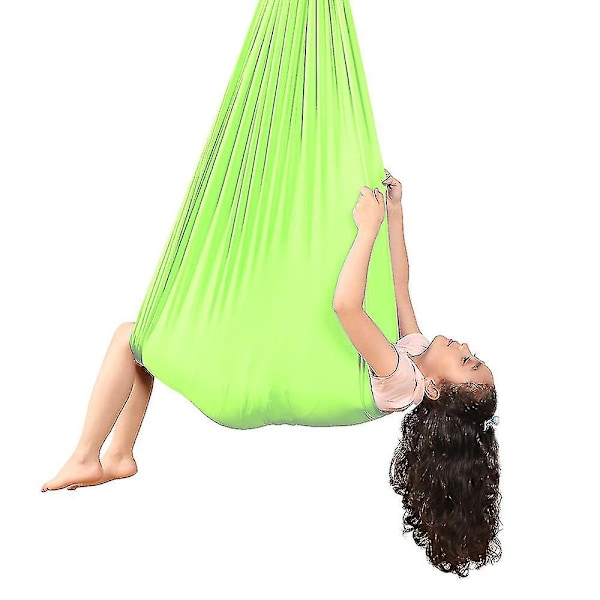 Lasten Ilmajoogariippumatto 100% Nailonia Elastinen Painovoimaa Vastustava Keinu Sisä- ja Ulkokäyttöön Lasten Aistiherkkyysharjoitteluun Riipputuoli 280*100cm KIO Grass green