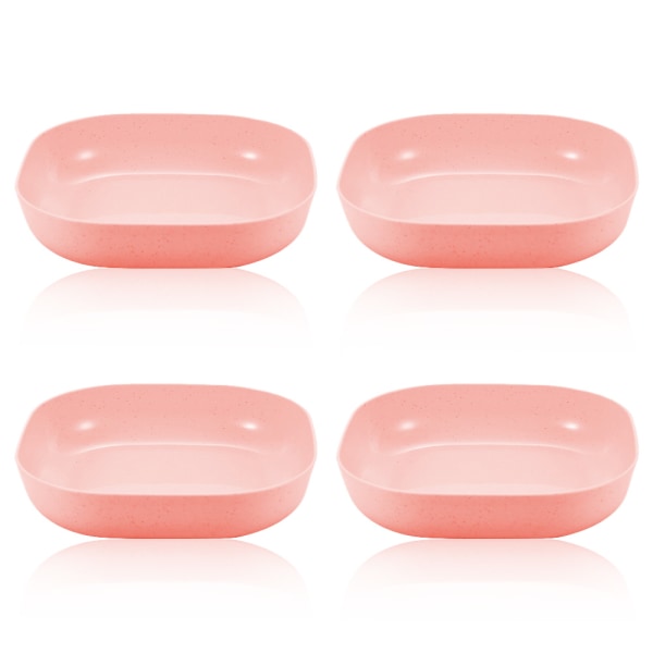 4 st polypropenplasttallrikar med djupa sidor för diskmaskin pink