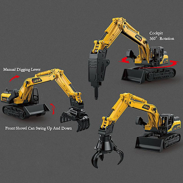 Leksaksbil Pojke Stor Byggfordon Grävmaskin Bulldozer Gripare Jordborr Modell Manual Gripper