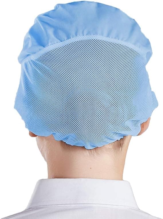3-pack kockbasker med halvnät - Ljusblå, Unisex köksmössor med
