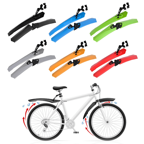 Cykelskärmar Set Justerbara Fram Bak Cyklar Stänkskärmar MTB Mud Guard Cykling Stänkskydd för Mountain Road Bike Riding qd Grey 0.37