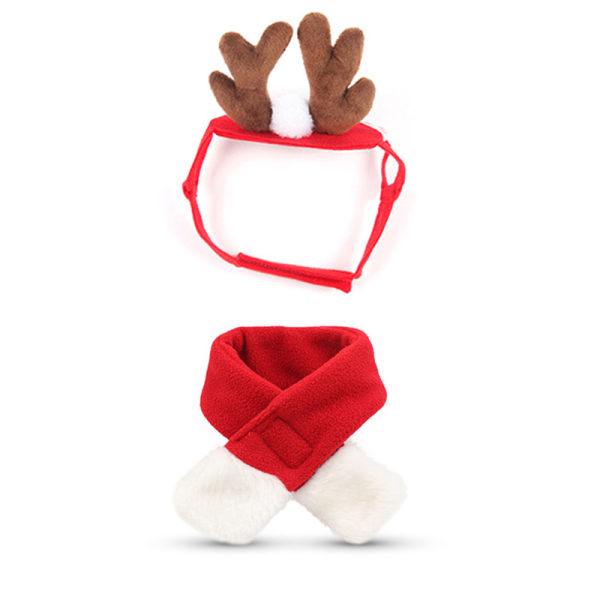 Tillbehör för husdjur Jultillbehör Hund Hårnål Katttillbehör Julhornshorn Pannband Hundhatt antlers+scarf