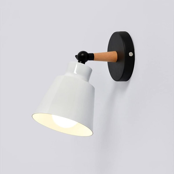 Vinkeljusterbar metall liten vägglampa sovrum sänggavel E27 vägglykta studierum badrumsbelysning vägg, glödlampa ingår ej, vit qd white