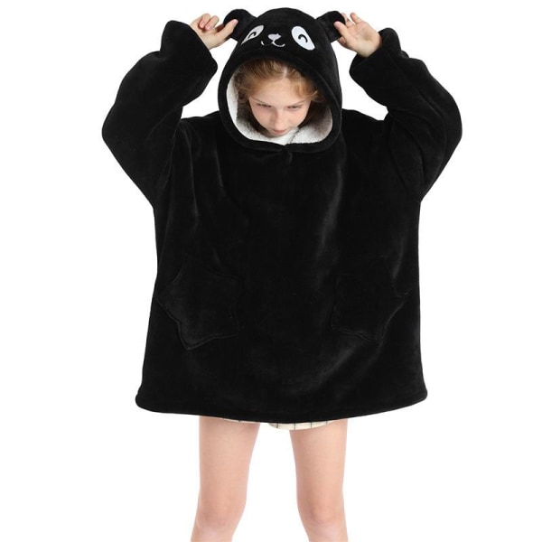 Barn Oversized Sweatshirt Filt med Luvtröja Mjuk Varm Fleece Bad Panda