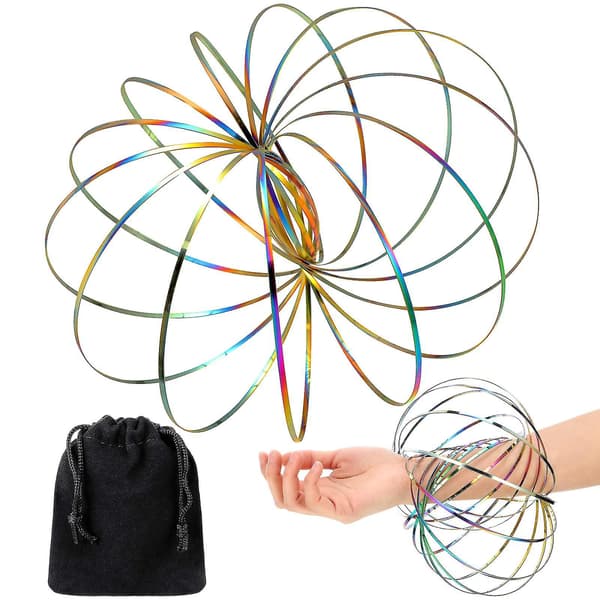 Flow Rings Leker 3D Armfjær Magisk Flow Ring Rustfritt Stål Multisensorisk Pedagogisk og Interaktiv Fjærleke