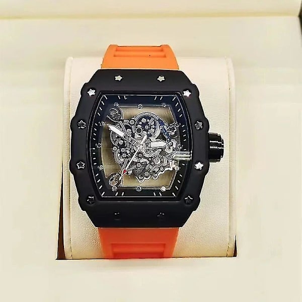 Toppmärket automatisk sportkörning sekunder 3 stift transparent botten fullfunktion herr lyx RM watch herr kvarts watch 5