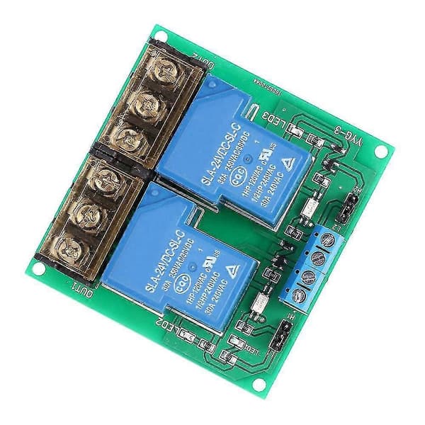 2-kanals DC 24V 30A relækortmodul Optokoblerisolering Høj/Lav Trigger