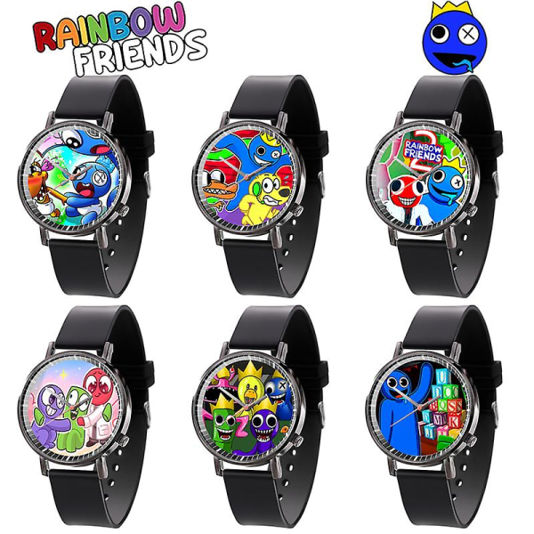 Rainbow Friends Klocka Cartoon Armbandsur Läder Tryck Klocka Heta Spel Quartz Elektronisk Klocka Leksak Födelsedagsfest Present 2023 Rainbow Friends-4