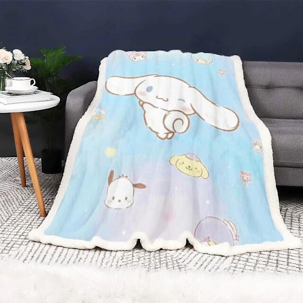 Cinnamoroll Mukautettu Moderni Reaktiivinen Painatuspeitto Ja Heitot Pehmeä Talvi Anime Pehmo Kawaii Karvainen Lasten Painettu-w85 80x60in 200x150cm