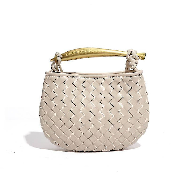 Mini Flettet Sardin Taske Dame Skuldertaske Crossbody Taske Håndtaske B1679 Off-white