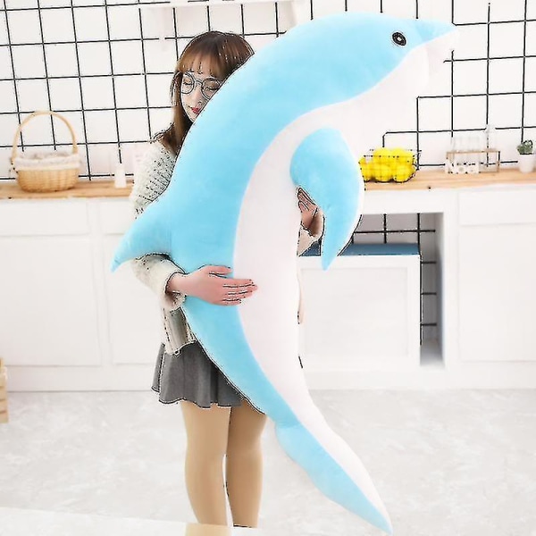 1 stk 30-160cm Stor Utstoppet Delfin Blå Rosa Plysjleketøy Hav Ocean Akvatisk Dyr Barn Plysjdyr Dukke Gutter Jenter Bursdagsgave grey 120cm
