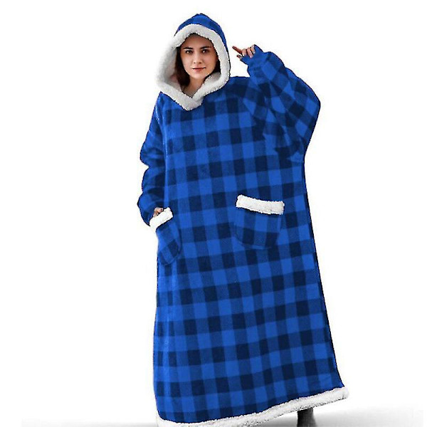 Pidennetty lampaanpeitto, voi käyttää flanellipeittoa blue and black plaid Length 150CM