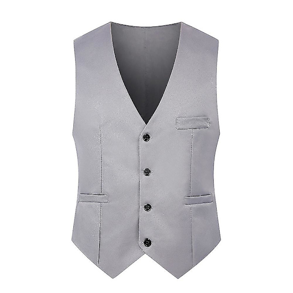 Herrväst kostym slimmad väst Light Gray 4XL