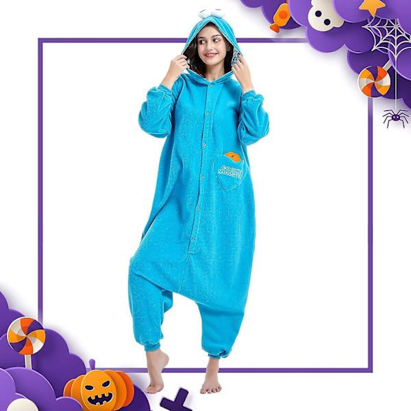 Unisex Vuxen Onesie Pyjamas Djur En Delig Halloween Kostym Julsovkläder Jumpsuit Blue M