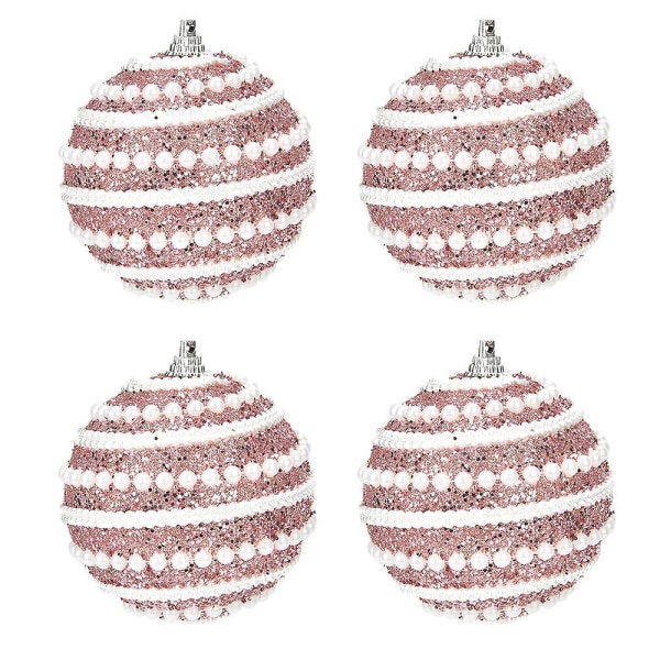 Bitar Glitter Julgran Dekor Set, 8 mm Glitter bollar för julgranar Bröllopsfest Holiday Dekor (rosa)
