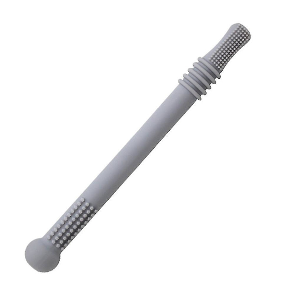 Baby Teething Tubes, Pack Of 5, 6.3 Inches Long, Teething Straws, For Babies Ages 3-12 Months, Food Grade Silicone, Freezer & Dishwasher Safe 1pc light gray