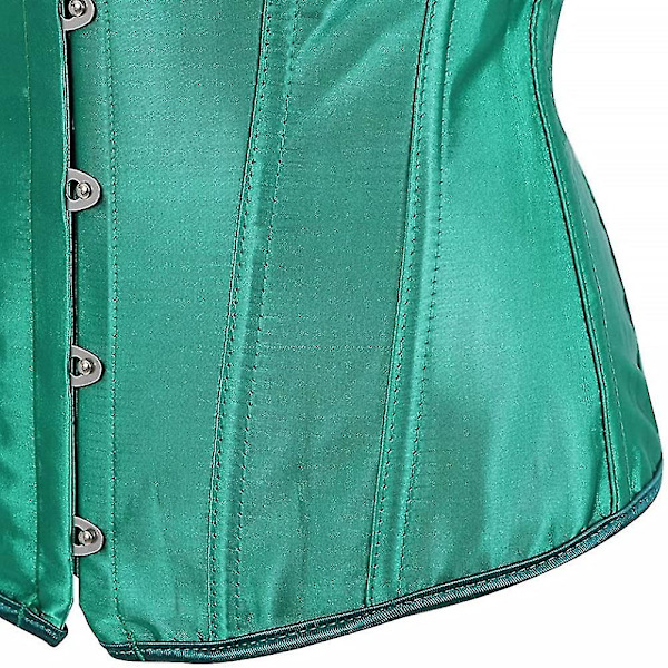 Kelvry Gotisk lingeri i satin med snørelukning og ben, overbust korsetter shapewear outfit til kvinder i store størrelser Green 1214