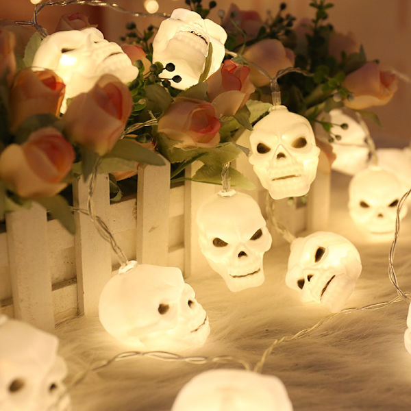 Betterlifefg-led halloween-kranie lyskæde spøgelsesfestivalserieprodukter spøgelsesgyser dekorativ lanterne batteriboks jack-o'-lantern, 1.5 Sunmostar
