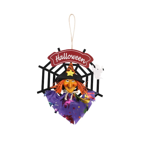 Halloween heksekrans Halloween hængende dekorationer Heks Spiderweb Non Woven Ornament Halloween heksekrans Yderdør Sunmostar