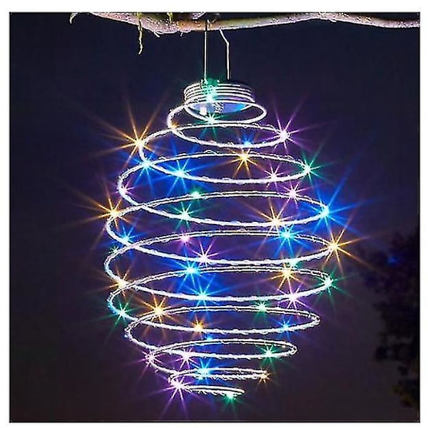 Solcells spiralformade lampor LED hängande bikupa lampor trädgård utomhus uteplats dekor 1pcs colourful