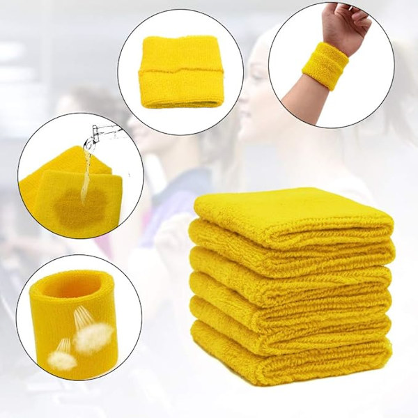 6 kpl Urheiluranneke Imukykyiset Hikinauhat Jalkapalloon Koripalloon Yleisurheiluun (Keltainen) qd yellow