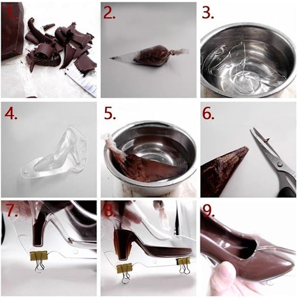 Comkit 7,5 tommer lang chokoladeform i form af en høj hæl, 3D stereo polycarbonat chokolade fondant slik kage gelé dekorationsform