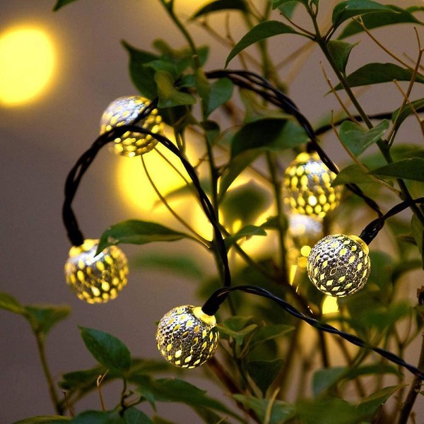 String Lights, Vattentät 20 Led Metal Goble Lantern Solar String