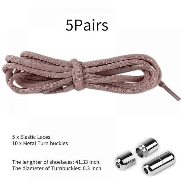 Mørk Pink Elastiske Snørebånd Uden Binding For Voksne, Børn, Ældre, System Med Elastiske Snørebånd (5 Par)