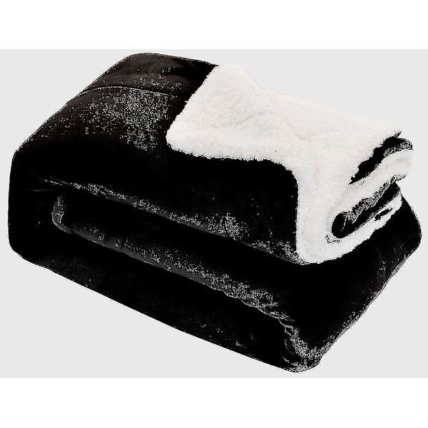 Pehmeä ja mukava suuri tekoturkistilkkupeitto sohvalle ja sänkyyn, parivuode ja king-size Sherpa Black King (200 cm x 230 cm)