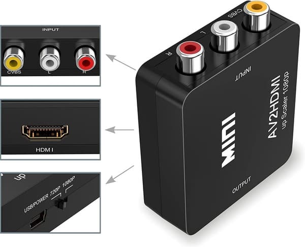 #RCA til HDMI AV til HDMI-adapter 1080P HDMI RCA-adapter Lyd og video#