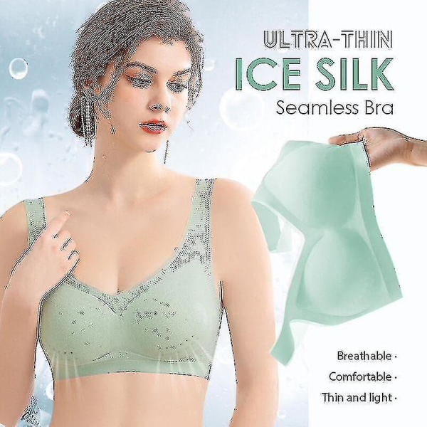 Ultratunn Ice Silk Brathin Silk Seamless BH Trådlösa underkläder med avtagbar pad för kvinnor Skin Color L