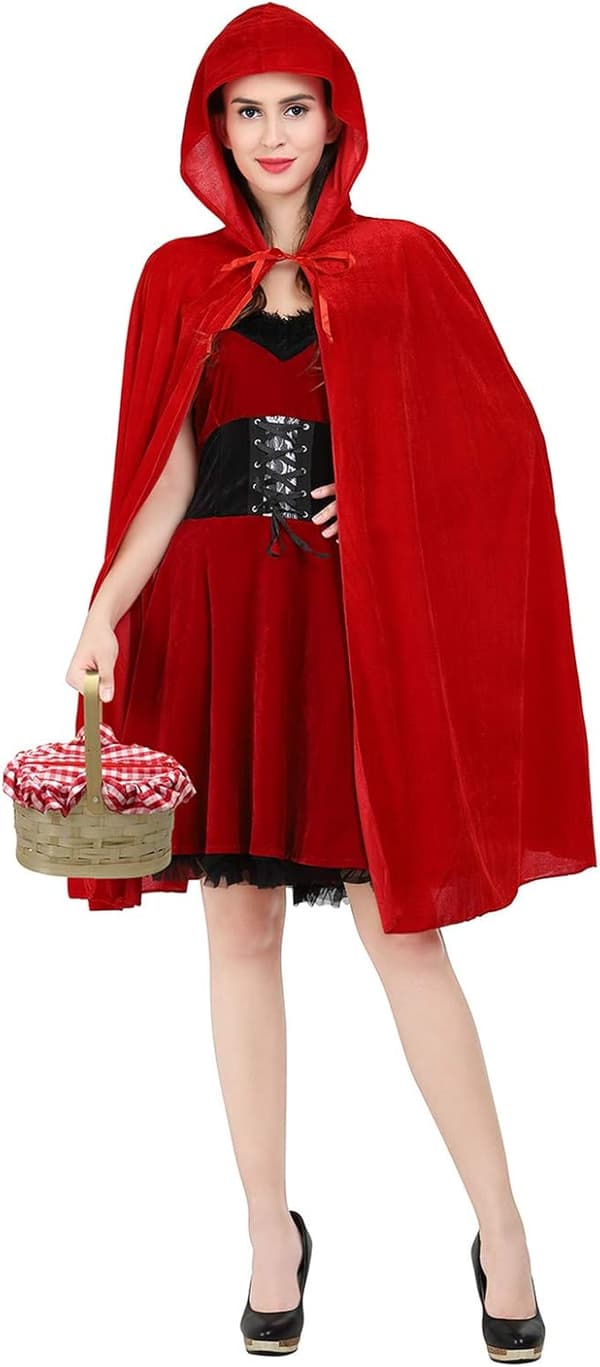 Rødhættes kostume til kvinder Rød Cape-kappe Halloween