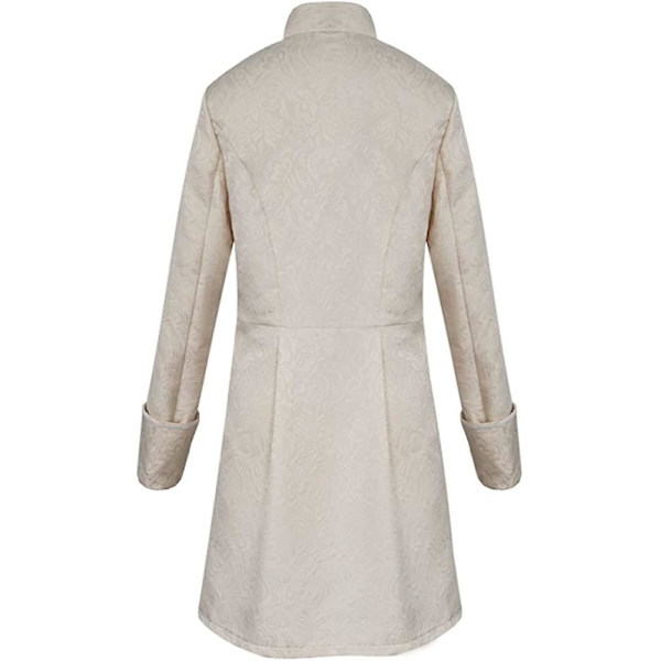 Miesten Steampunk Vintage -takki Halloween-asu Retro Gothilainen Viktoriaaninen Frakkitakki Uniformu White X-Large
