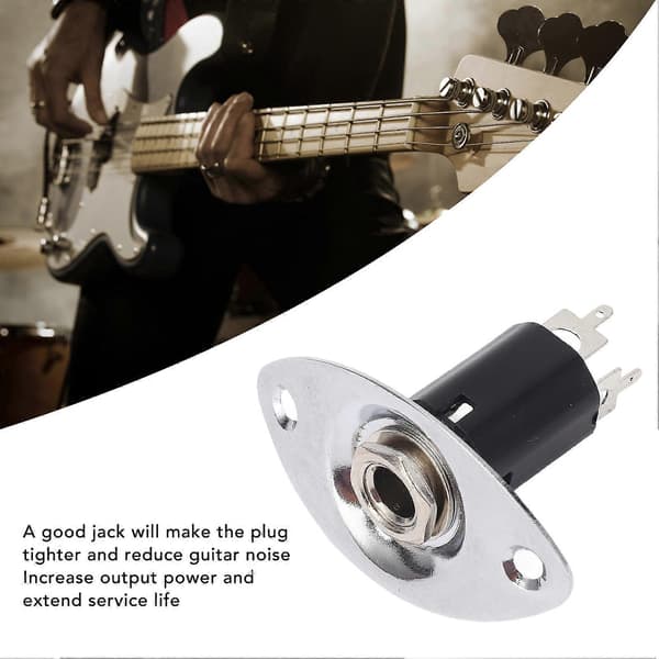 6,35 mm Elektrisk Gitarrinnstikkplate Metall Oval Formet Støyreduksjon Gitarinnstikk Utgangsplate