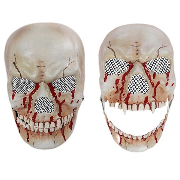 Läskig Skelettansiktsmask med rörlig käke för Halloween-kostym, Cosplay, Maskeradkarnevalfest