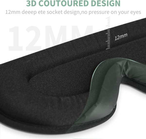 Musta Valoa Estävä Silmäunimask - 3D Pimennysunimask