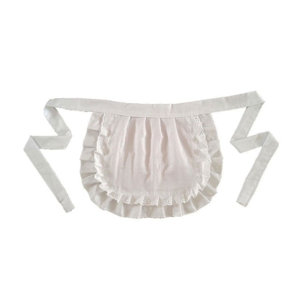 Retro Förkläden Midja Förkläde För Flickor Tight Kostym Vit Bomull Halv Förkläde Fest Heta Beige