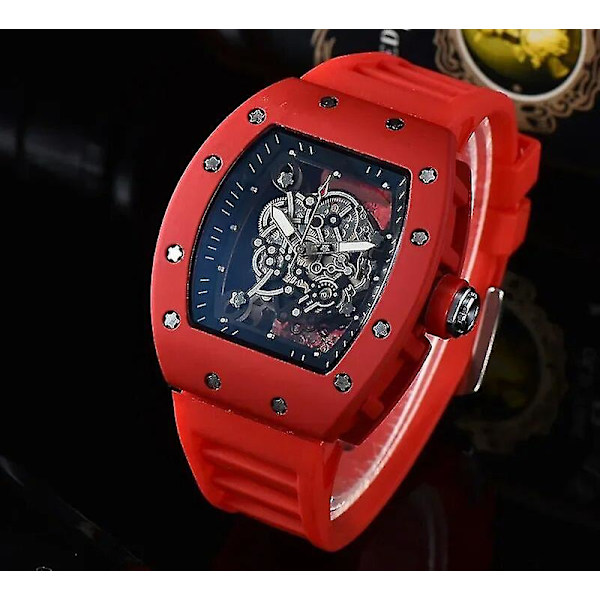 Toppmärket automatisk sportkörning sekunder 3 stift transparent botten fullfunktion herr lyx RM watch herr kvarts watch 3
