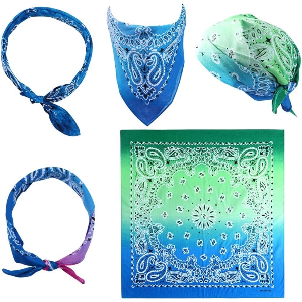 12-pack Tie Dye Bandanas Bomull Halloween Bandana Paisley-mönster