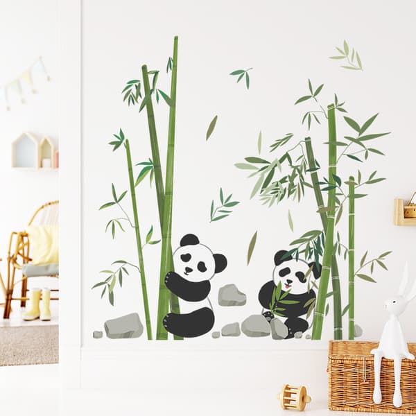Panda och bambu väggdekaler Djur björn väggdekaler Barnkammare
