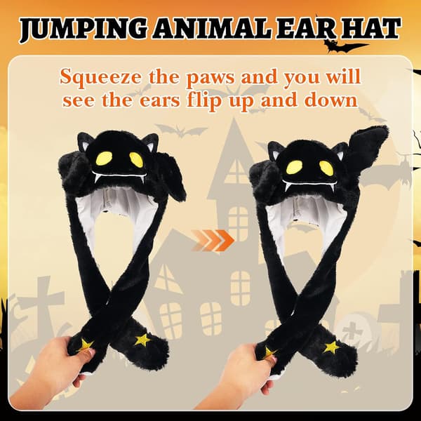 2 Pack Ear Moving Jumping Hat Rolig plysch Bat Ghost Hat Cosplay