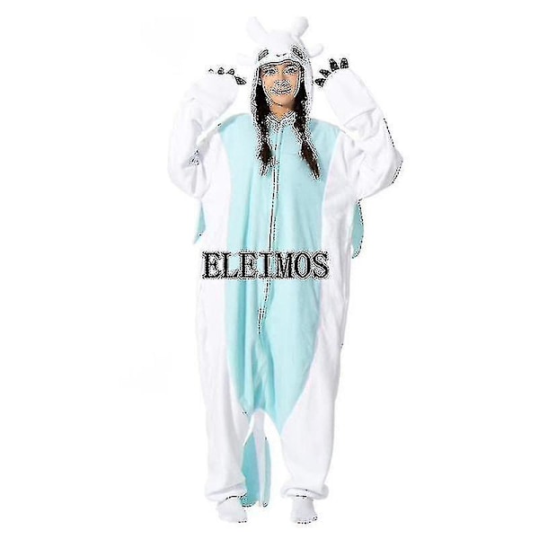 Vuxen Kigurumi Onesie Cartoon Tothless Pyjamas för Vuxna Kvinnor Män Djur Pyjamas Hemkläder Halloween Cosplay Festdräkt White L Fit 168-178cm