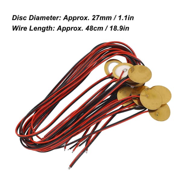 12 st 27mm Piezo Diskar med Tråd Mässing Piezoelektrisk Disk Piezo Pickup Transducer för Akustisk Gitarr Trumtrigger
