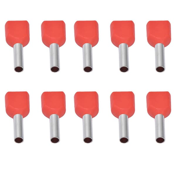 100 STK Isolerede Ferrule Terminal Kobberrør PVC Krympeforbinder til 2x18AWG Ledning TE1008